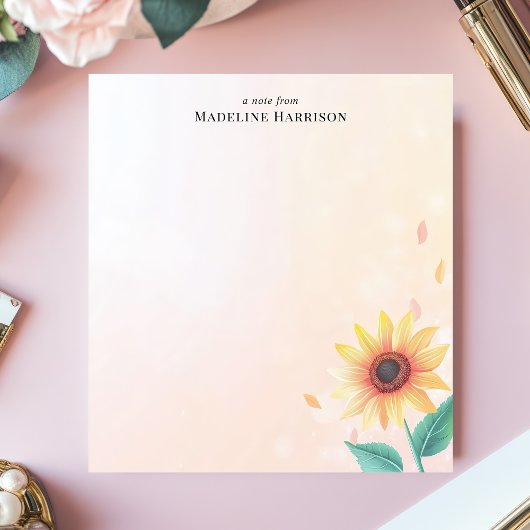 サニーイエローサンフラワーパステルパーソナライズされた名 ノートパッド