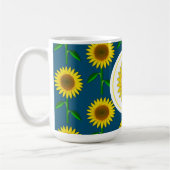 サニーイエローサンフラワーモノグラム コーヒーマグカップ (左)