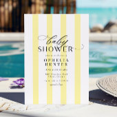 サニーイエローストライプ男女兼用ベビーシャワー 招待状