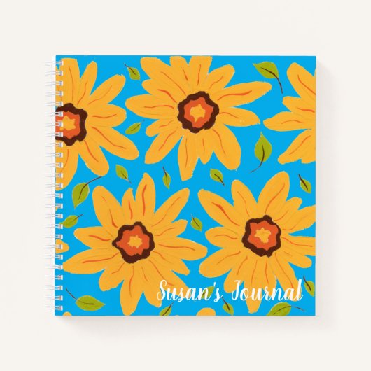 サニーイエローハンド絵を描デイジーオンアクア ノートブック (正面)