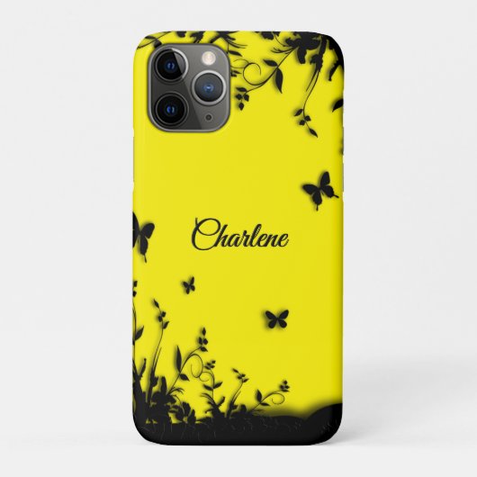 サニーイエローバタフライガーデンパーソナライズされた Case-Mate iPhoneケース (裏)