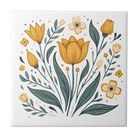 サニーイエローフォーク花 タイル (正面)