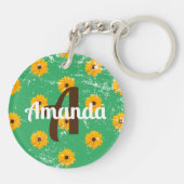 サニーイエローフラワールッ擦り切れたクアクリルキーチェーン キーホルダー (裏面)