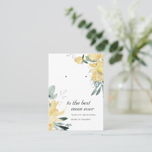 サニーイエローフローラママギフトイヤリング表示カード プレイスカード (スタンド正面)