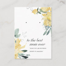 サニーイエローフローラママギフトイヤリング表示カード