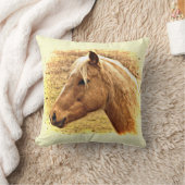 サニーイエローブラウンホースアニマル装飾用クッション クッション (ブランケット)