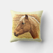 サニーイエローブラウンホースアニマル装飾用クッション クッション (裏面)