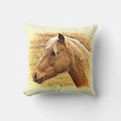 サニーイエローブラウンホースアニマル装飾用クッション クッション (正面)