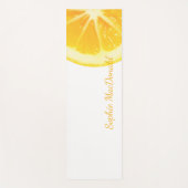 サニーイエローホワイトカットレモンシトラスフルーツ文字 ヨガマット (正面)