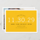 サニーイエローモダンミニマルはっきりしたリスト写真 セーブザデート (正面/裏面)