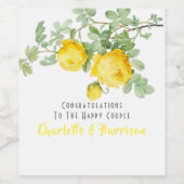 サニーイエローローズエレガントウェディング ワインラベル (シングルラベル)