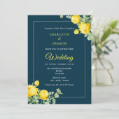 サニーイエローローズエレガントフローラ結婚ズインビタティ 招待状 (スタンド正面)
