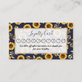 サニーイエロー金ゴールドネイビーひまわり葉花パターン ロイヤリティカード (正面)