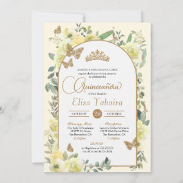 サニーイエロー金ゴールドバタフライウォーターカラーキンセアニラ 招待状