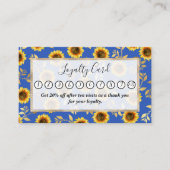 サニーイエロー金ゴールドブルーサンフラワーズ離れパターン ロイヤリティカード (正面)