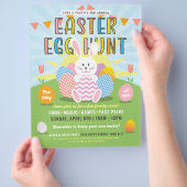 サニーイースターバニーカラフルエッグ狩りイベントフライヤー チラシ (手)