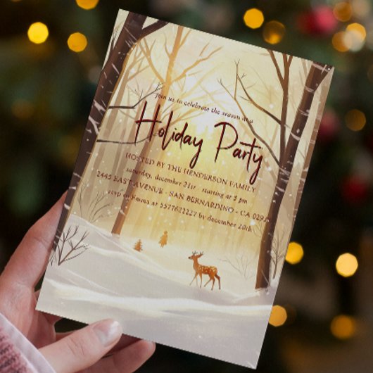 サニーウィンターウッズアンドディアホリデーパーティー 招待状