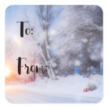 サニーウィンタークリスマスデイスクエアステッカーラベル