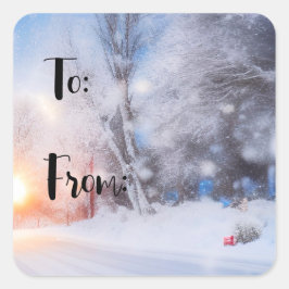 サニーウィンタークリスマスデイスクエアステッカーラベル スクエアシール