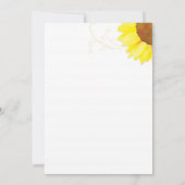 サニーウォーターカラーサンフラワーズフローラブライダルシャワー 招待状 (裏面)