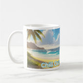 サニーエスケープパームツリーズ&デッキチェアバイザショア コーヒーマグカップ (左)