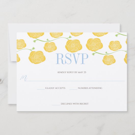 サニーエレガンスイエローローズ&スカイブルー結婚ズ 招待状 (正面)