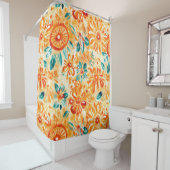 サニーオレンジ色のトロピカルシャワーカーテン シャワーカーテン (インサイチュ)