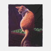 サニーオレンジ/イエローキャットウォッチング金ゴールド魚池 フリースブランケット (正面)
