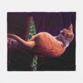 サニーオレンジ/イエローキャットウォッチング金ゴールド魚池 フリースブランケット (正面(横))