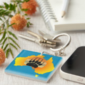 サニーオーストラリアの地図ベアウィズレトロサンセット キーホルダー (正面右)