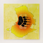 サニーオーストラリアの地図ベアウィズレトロサンセット ジグソーパズル (横)