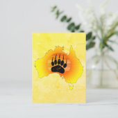 サニーオーストラリアの地図ベアウィズレトロサンセット ポストカード (スタンド正面)