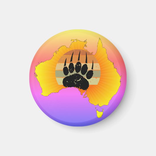 サニーオーストラリアの地図ベアウィズレトロサンセット マグネット (正面)
