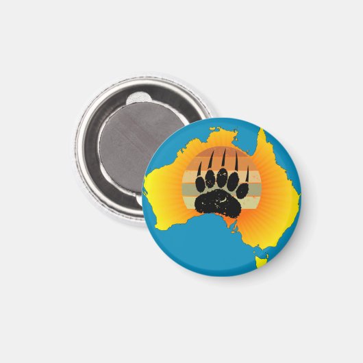 サニーオーストラリアの地図ベアウィズレトロサンセット マグネット (正面/裏面)