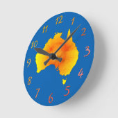 サニーオーストラリア地図ヴィンテージスタイル ラウンド壁時計 (傾斜)