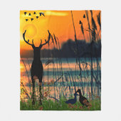 サニーカラフルレイクシーン フリースブランケット (正面)