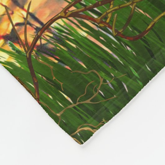 サニーカラフルレイクシーン フリースブランケット (角)