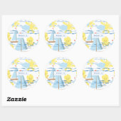 サニーキッズパターン、ボート、タコ、サンクリップアート ラウンドシール (シート)