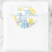 サニーキッズパターン、ボート、タコ、サンクリップアート ラウンドシール (バッグ)