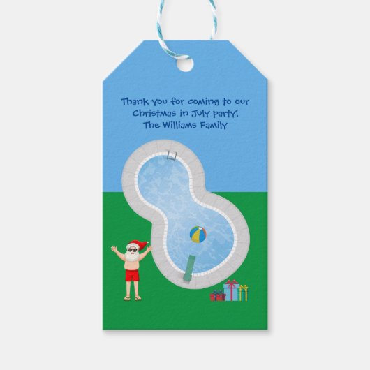 サニークリスマスサンタクロースかわいいカスタムパーティー ギフトタグ (正面)