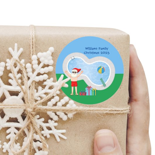サニークリスマスサンタクロースかわいいカスタムパーティー ラウンドシール