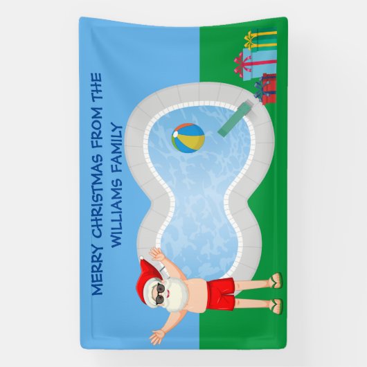 サニークリスマスサンタクロースかわいいカスタムパーティー 横断幕 (縦)