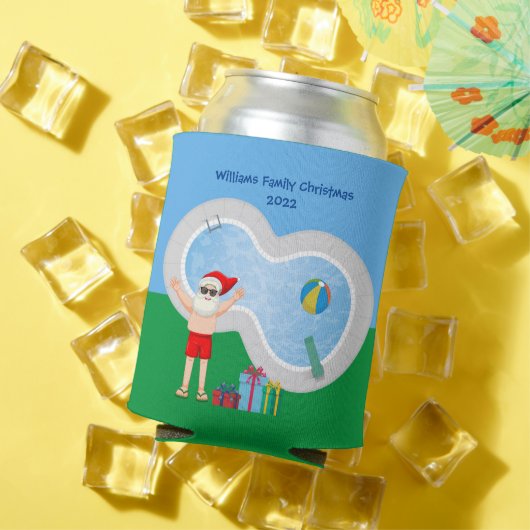 サニークリスマスサンタクロースかわいいカスタムパーティー 缶クーラー (インサイチュ 夏)