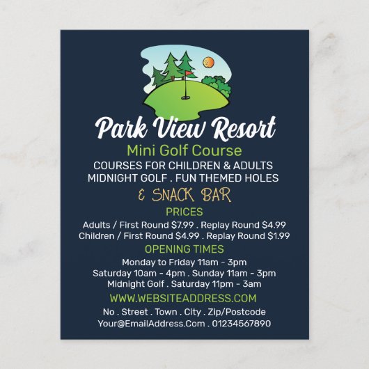 サニーゴルフコース、ミニゴルフコースズ広告ーズ チラシ (正面)