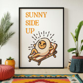 サニーサイドアッププニおもしろいーエッグマスコットレトロアート ポスター