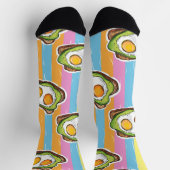 サニーサイドアップ – アボカドエッグトーストパターン ソックス (上部)