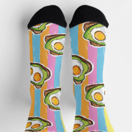 サニーサイドアップ – アボカドエッグトーストパターン ソックス