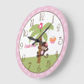 サニーサファパーソナライズされたリモンキー子供部屋時計 ラージ壁時計 (傾斜)