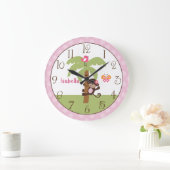 サニーサファパーソナライズされたリモンキー子供部屋時計 ラージ壁時計 (ホーム)