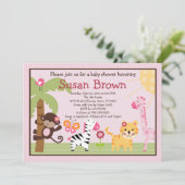 サニーサファリガールアニマルズベビーシャワー招待状 招待状 (スタンド正面)